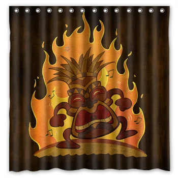 

Tiki Pattern Printed Polyester Shower Curtain Waterproof Home Bathroom Curtains 180x180cm