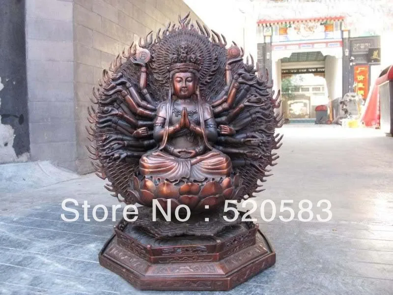 

Tibet Red Bronze Copper 1000 Arms Hands Avalokitesvara Kwan-Yin Guan Yin Statue