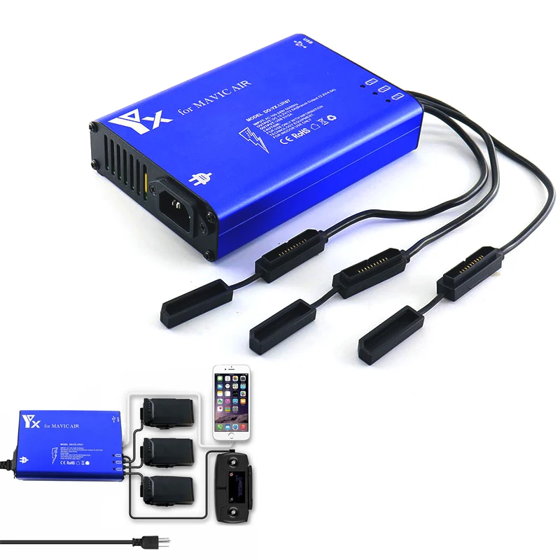 5 in 1 Car Charger 3 Way Battery Charging & 2 USB Port Remote Control phone Tablet Charge For DJI mavic air Drone Accessories 1 (1)