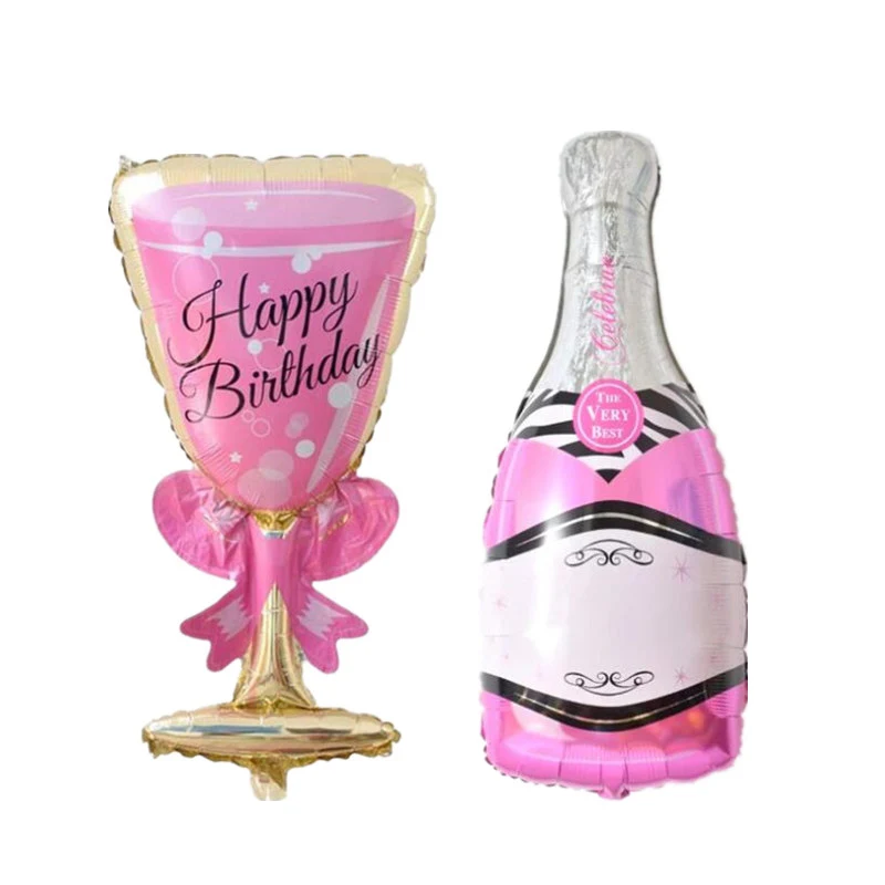 

Pink Champagne Cup Beer Bottle Foil Balloons Valentines Wedding Decoration Inflatable Air Ballons Birthday Party Decorations