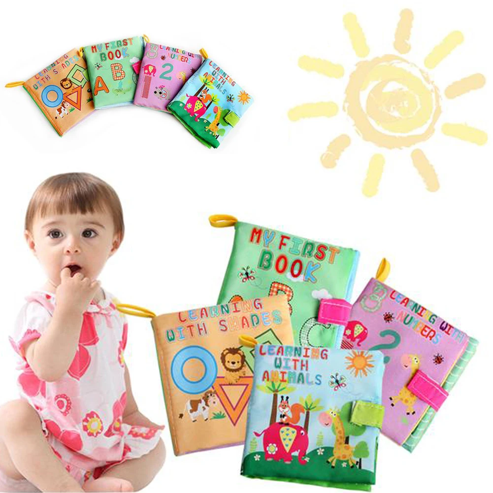 Baby Washable Soft Cloth Book Toys Infant Kids Early Educatioal Rattle Toy Geometry Letter Number Animal