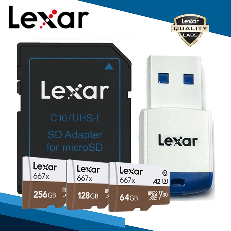 Адаптер Lexar для карт 256 ГБ 128 Гб 64 667x Micro SD карта 2 0 USB SDXC памяти TF считыватель