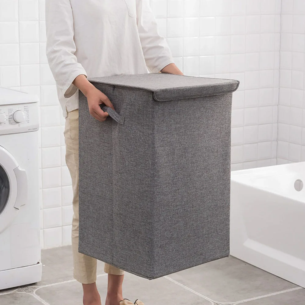 Kaufen Baumwolle Wäsche Korb Mit Abdeckung Bad Wäsche Korb Große Küche Storage Basket Home Faltbare Wasserdichte Wäschekorb