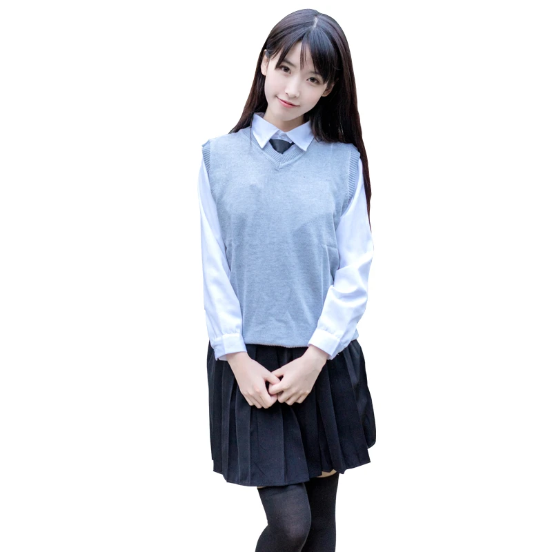 S 3xl かわいい韓国の学校制服ロリータセーラースーツ女子校生コーラス制服ブラウスとプリーツスカートとベスト School Uniforms Aliexpress