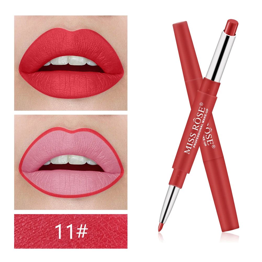 MISS ROSE двойная головка сексуальные красные помады функциональный прочный липлин водонепроницаемый тени для губ увлажняющий карандаш для губ TSLM1 - Цвет: 11