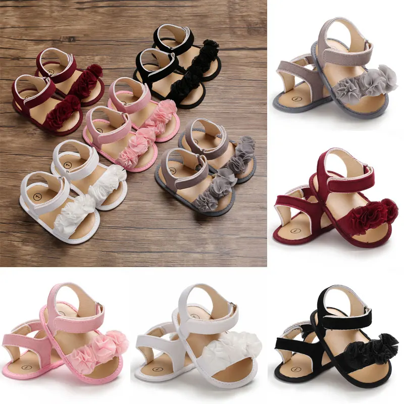 Baby Girl Soft Sole Flower Appliques Sandals Shoes 0-18M