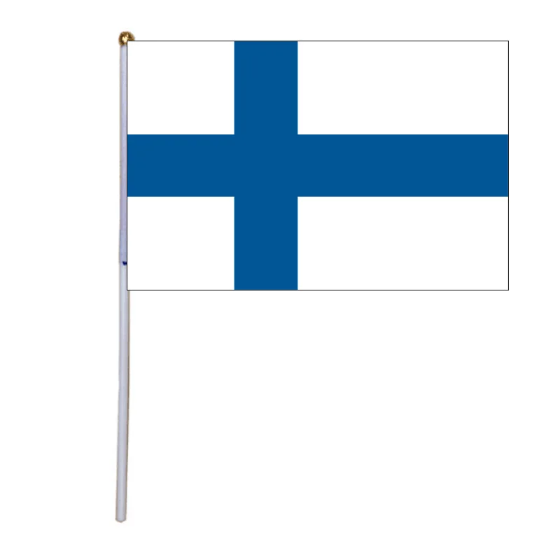 

free shipping xvggdg 100pcs 14 * 21cm Finland hand flag Finland Hand Waving National Flag