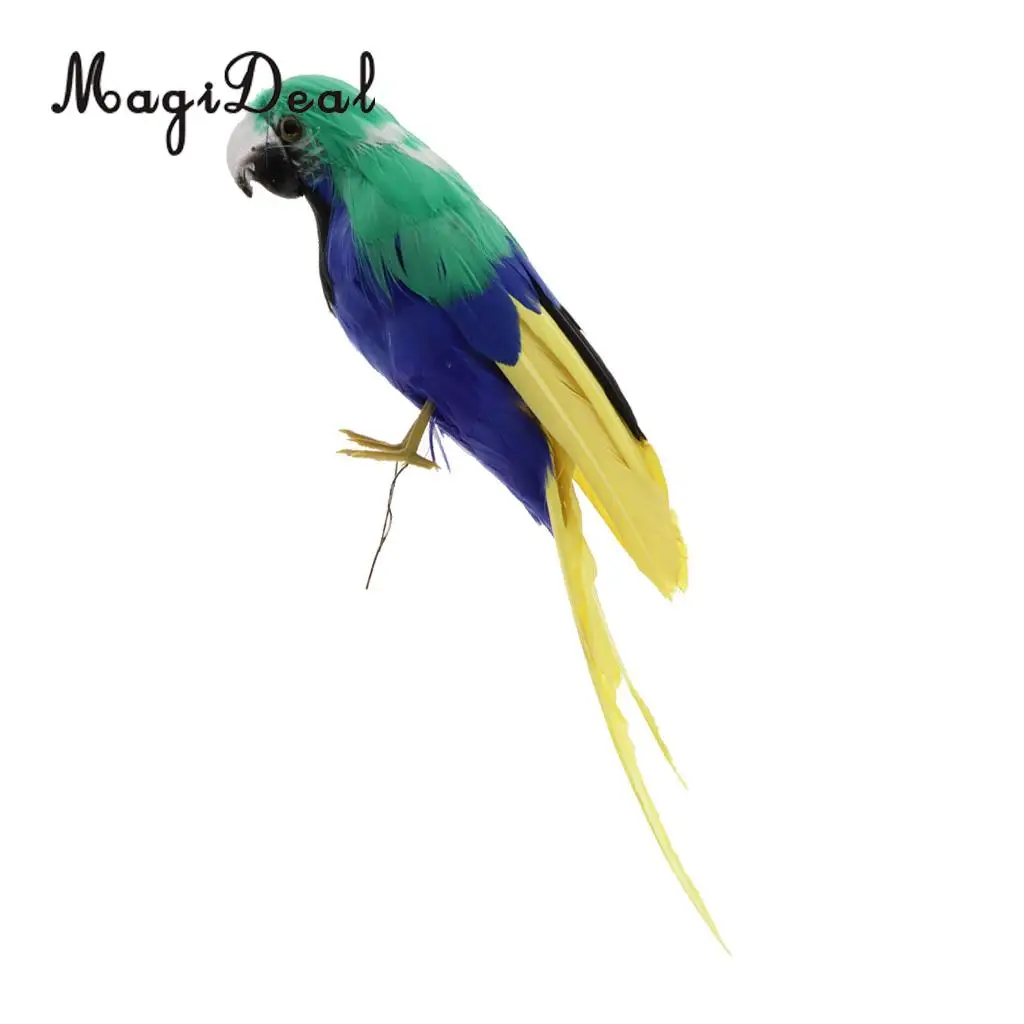 12'' / 30cm Decorative Feather Parrot Model Artificial Bird Statue Macaw Figurine Fancy Dress Props Garden Lwan Tree Decor