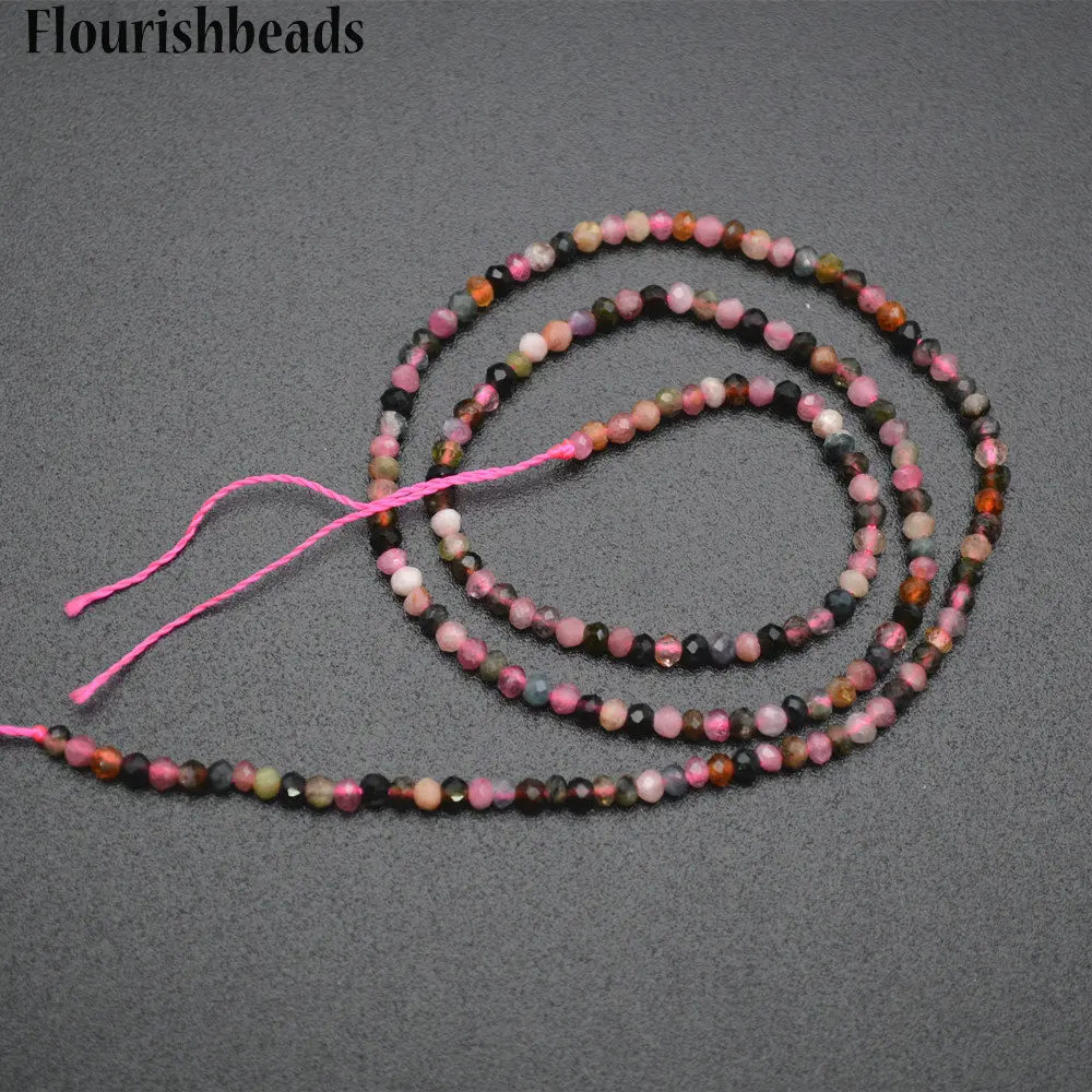 

Faceted Natural Multi Color Tourmaline Diamond Cutting 2x3mm Stone Rondelle Loose Beads