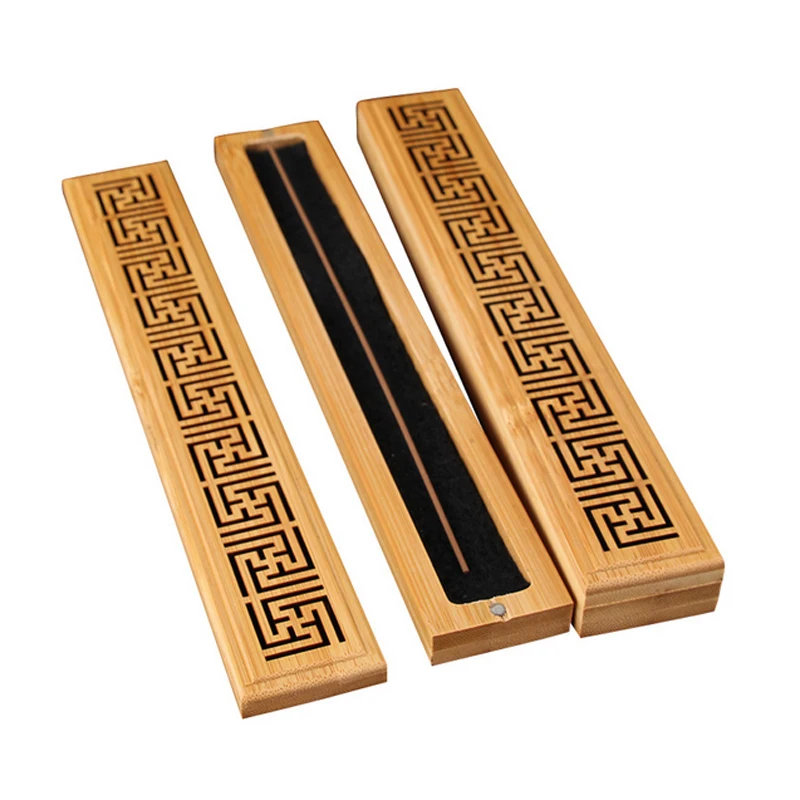 Natural Wooden Incense Stick Box Burning Insence Burner Holder Ash Catcher Home Office TeahouseDecoration