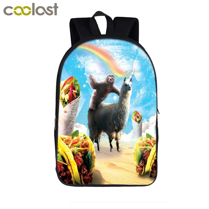 Забавный рюкзак для пиццы, кошки ламы/ламакорна для подростков, мальчиков и девочек, детские школьные сумки рюкзак для ноутбука, Детская сумка для книг, школьные сумки