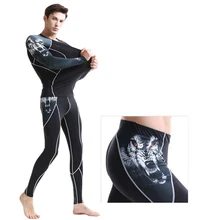 Мужская одежда, 2 предмета, компрессионные колготки, футболки, рубашка с длинными рукавами, мужской спортивный костюм, набор для фитнеса, мужские леггинсы, mma rashgard комплект