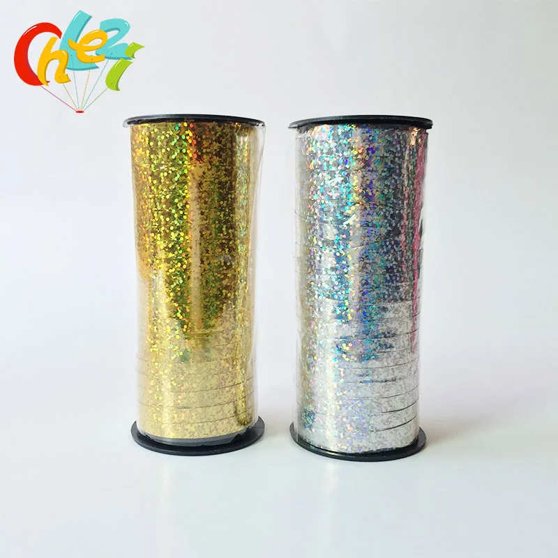 Happy Birthday Crimped Curling Ribbon Roll Silver Balloon Ribbons for Party Festival Florist Crafts Gift Wrapping 1pc 100 Yard curling ribbon roll