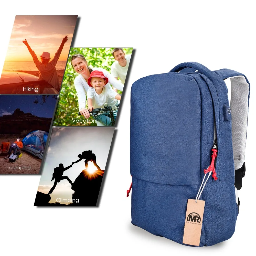 Markroyal Внешний USB заряжать Ноутбуки женский рюкзак Водонепроницаемый тетрадь школьная рюкзак для 15.6 дюймов для Для мужской рюкзак школьный сумка для девочек