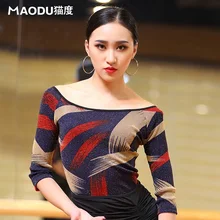 Для девочек; Новинка для латинских танцев куртка Леди Половина рукава Танцы костюм женский танец Практика одежды Для женщин Танцы одежда B-6933