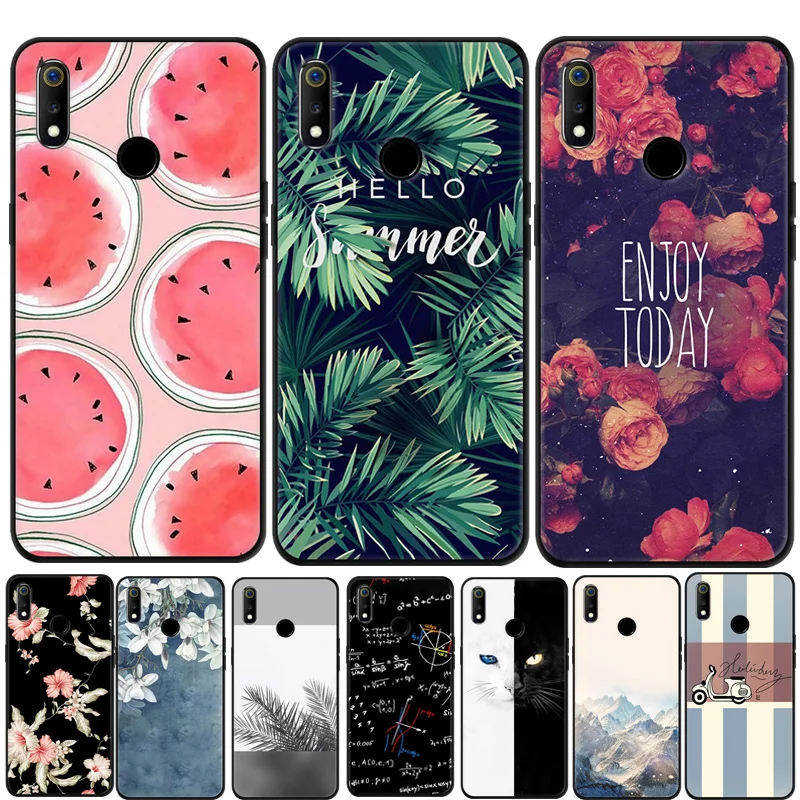 

For OPPO Realme 3 Case Cartoon Printed Soft Black Bumper Silicone TPU Cover For OPPO Realme 3 Phone Cover Realme3 Coque Shell