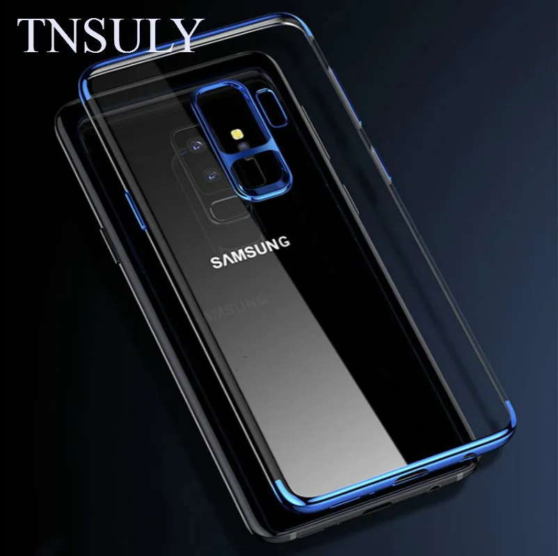 

TNSULY Case For Samsung Galaxy S6 Edge S7 S8 S9 Plus Note 8 9 Electroplate Protect Sheath Transparent Tpu Defence Soft Shell