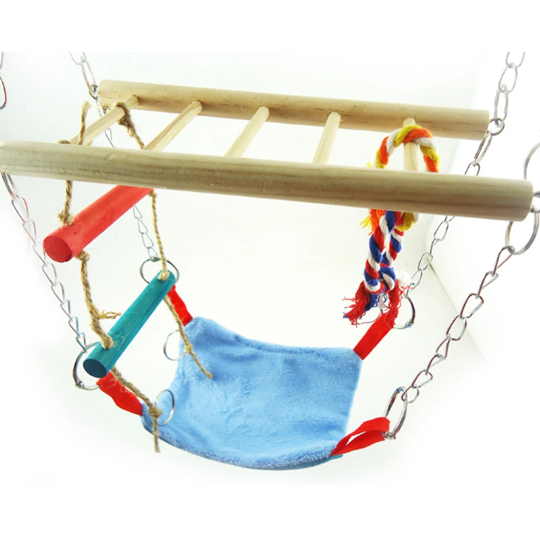 

Toy Swings Pet Hanging Swing Hammock Squirrel Hamster Bird Solid Wood Climbing Ladder - Hammock Color Random
