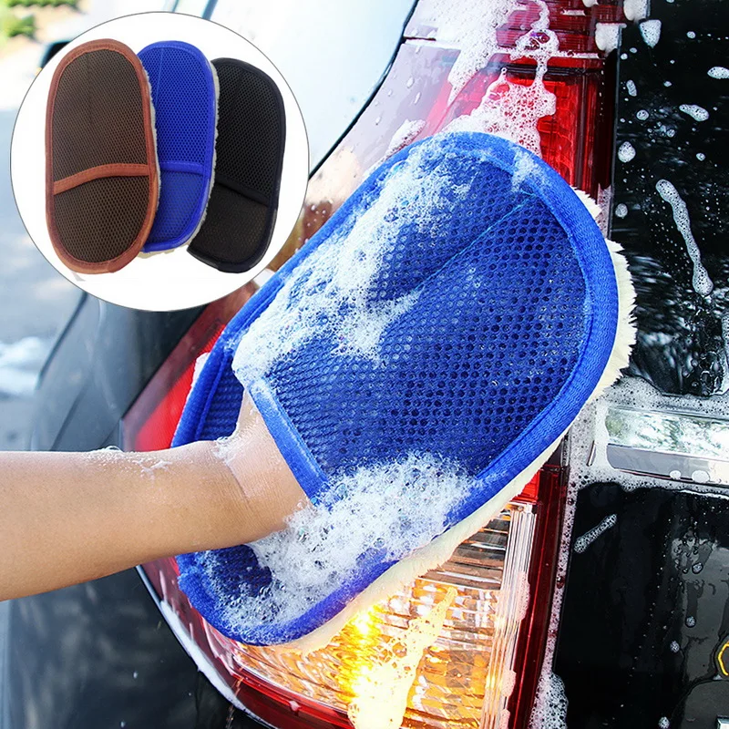 

Car Styling Wool Soft Car Washing Gloves Wool Dusting Cleaning Brush Motorcycle Washer Mitt Car Care Products Cleaning Tool