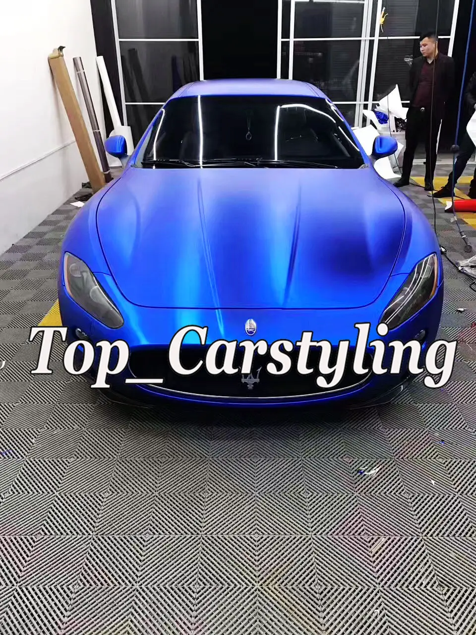 dark blue satin chrome luxury car wrapping vinyl film APA 3M 1080 MATT CHROME FOIL (3)