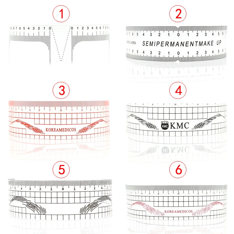 5Pcs U Type Plastic Eyebrow Tattoo Stencils Microblading Reusable Makeup Brow Measure Eyebrow Guide Ruler Permanent Tools       -1