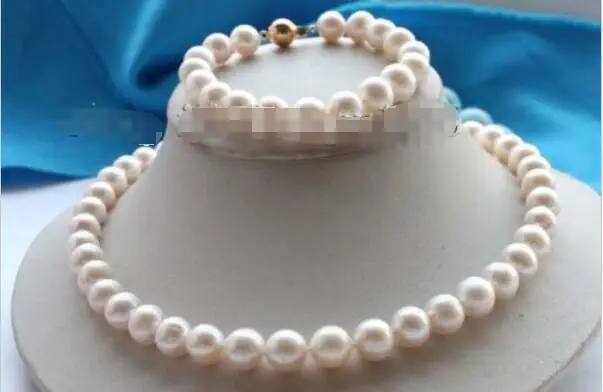 

Free shipping hot sale Women Bridal Wedding Jewelry >>Genuine Natural 11mm White Round Pearl Necklace Bracelet A Set