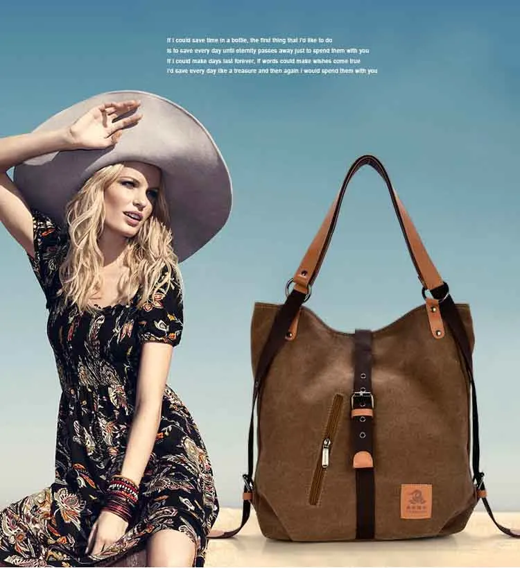 Women's Washed Canvas Handbag Large Capacity Shoulder Bags Female Casual Crossbody Tote Lady Vintage Camel Black Messenger Pack (3)