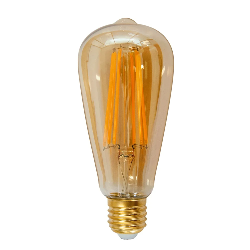 ST64 Винтаж Edison светодиодный длинные свет лампы накаливания 6 Вт винт E27 старомодный декоративные светодиодный лампочка Ретро покрытием