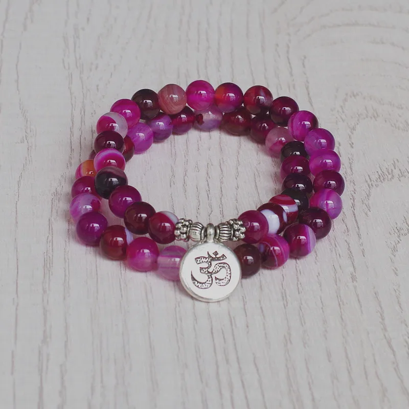 

Double Layer Strand Bracelet Yoga Chakra Prayer Mala Bracelet Red Onyx Stone Beaded Charm Bracelet Handmade Jewelry