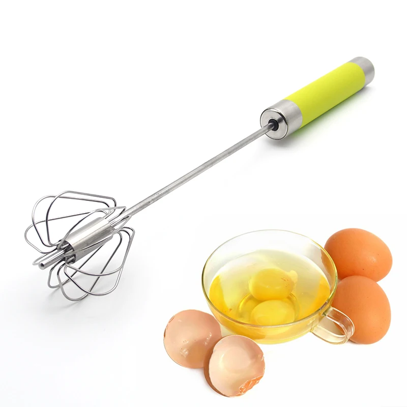 Stainless Steel Handle Egg Whisk Hand Pressure Rotary Cream Egg Blender