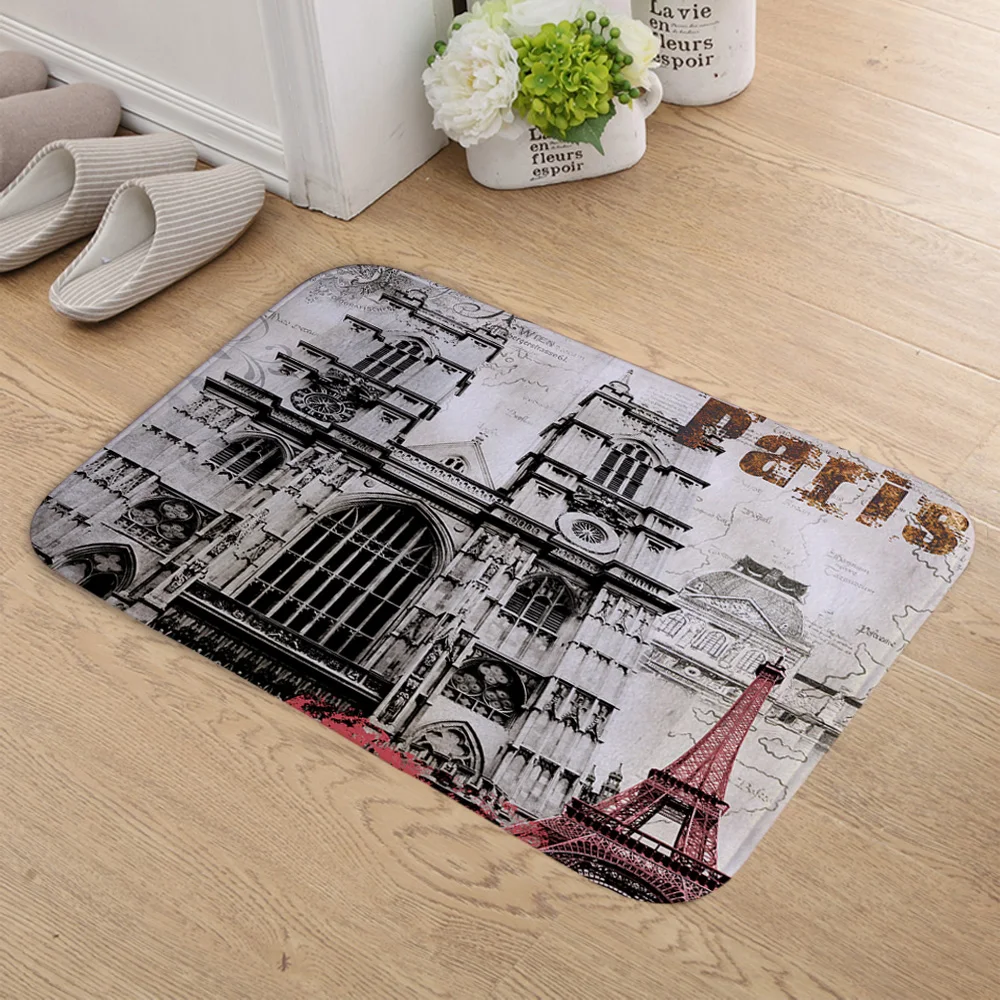 FOKUSENT коврик для двери коврик с принтом всемирно известное здание Парижа башня напольный коврик ковер Декор для дома - Цвет: CSM0010 1