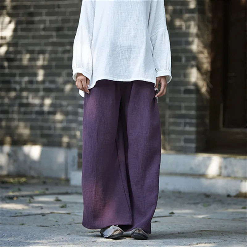 

Johnature 2019 Autumn Summer New Women's Pants Cotton Linen Large Loose Size Original Solid Color Soft Chinese Style Pants