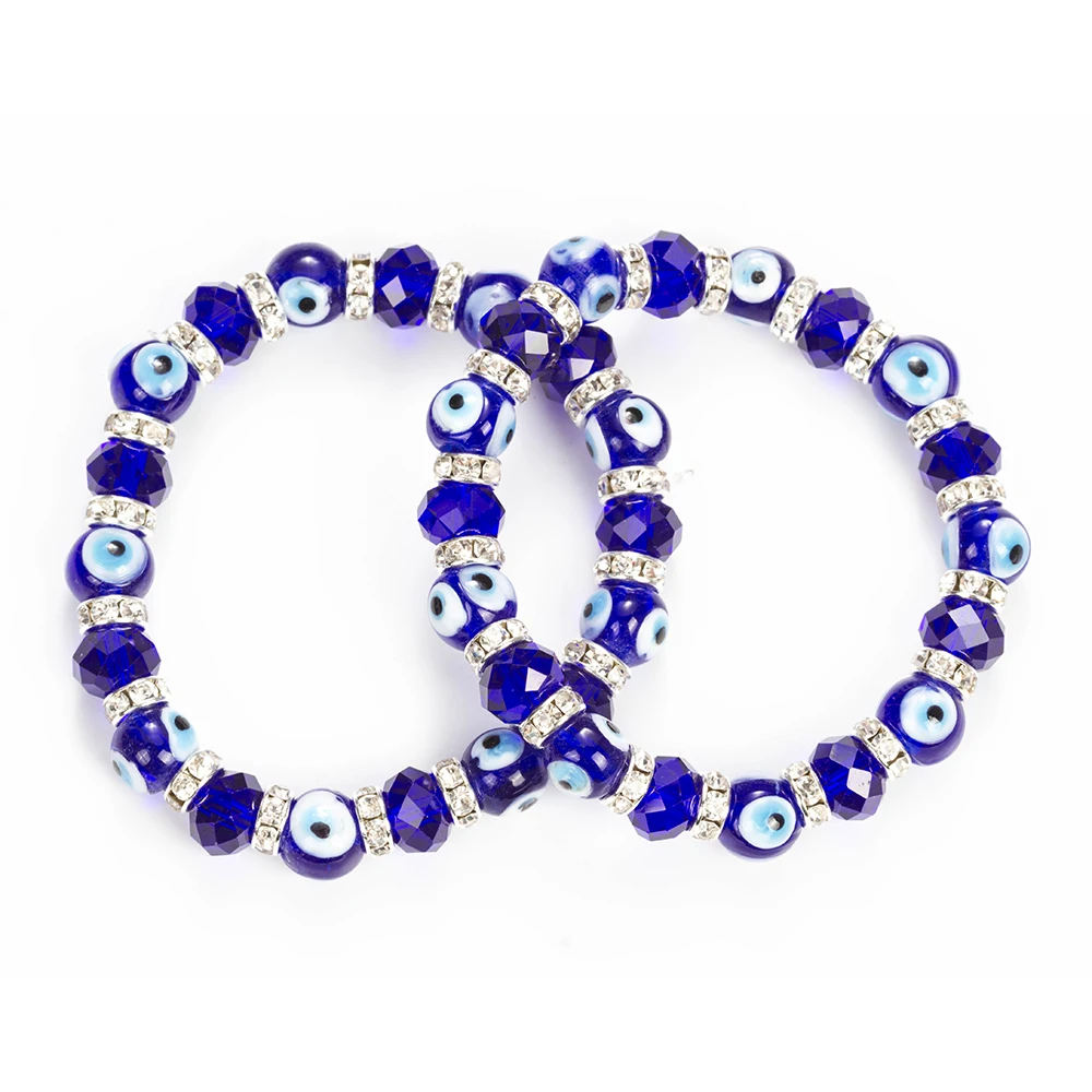 Lucky Eye Glass Beaded Bracelet Crystal Evil Eye Bracelet For Women Men Bracelet Fashion Jewelry Adjustable EY5226