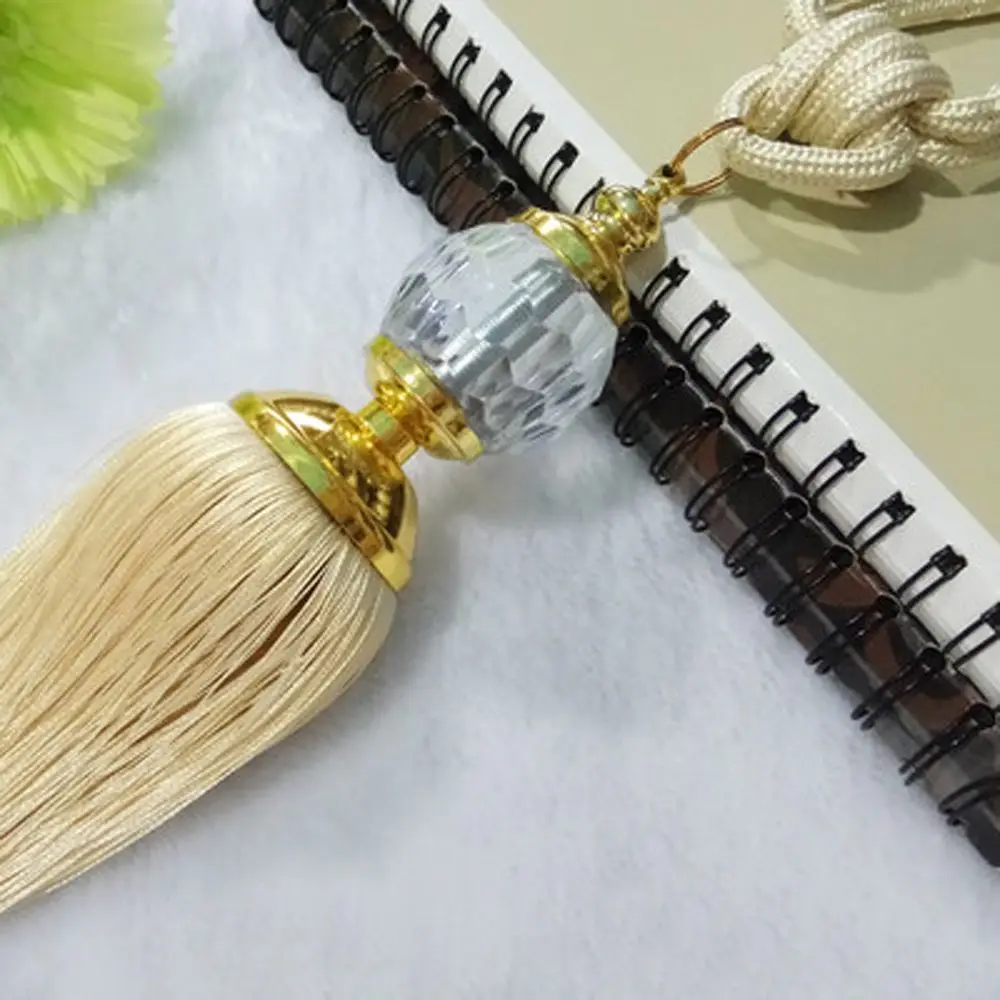 2 шт./пара из бисера серьги, украшенные кристаллами, с висящими кисточками хлопчатобумажной веревки завязки Holdbacks, украшенные кристаллами, с висящими кисточками с жемчужным шариком Tieback Шторы зажимы домашний Декор Аксессуары - Цвет: 7