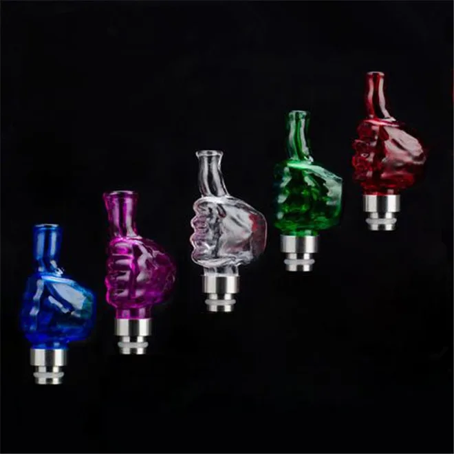 5pcs New Glass Drip Tips 22MM Wide Bore Drip Tips mouthpiece Pyrex Glass Thumb shape Drip tip