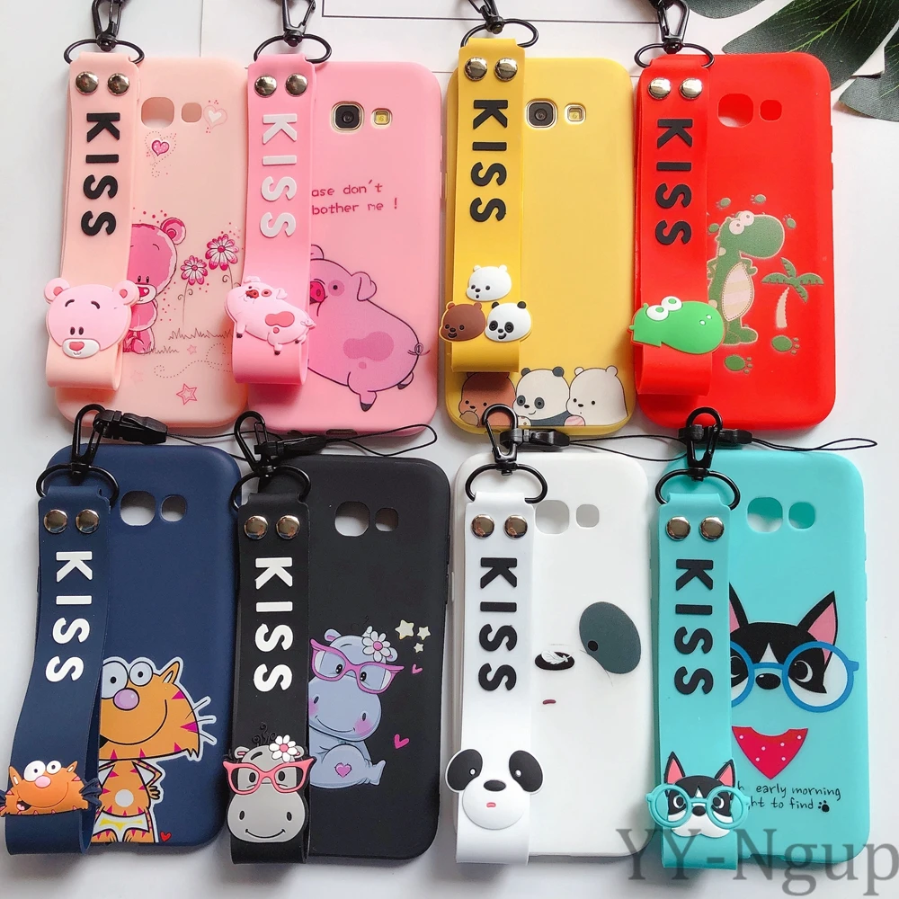 

A5 2017 Case for Etui Samsung Galaxy A6 A8 Plus 2018 Case 3D Kawaii Lanyard silicone Cover for Samsung A3 A5 A7 2017 Phone Case