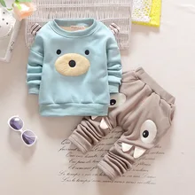 M & F De Dessin Animé de Mode Bébé Garçon Fille Vêtements Ensemble D’hiver Chaud velours Nouveau-Né Top + Pantalon 2 pc Costume À Manches Longues Infantile Bébé Vêtements ensemble