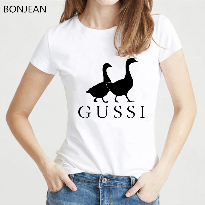 

funny two Goose Ga Ga Ga Gussi shirt graphic tees women vogue tshirt femme harajuku Aesthetic clothes female T-Shirt tops