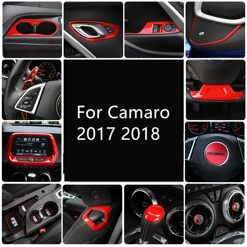 

Red Whole Set Interior Decorations Window Swith Steering Wheel Seat Adjust Button Frame For Chevrolet Camaro 2017 2018 AAA035