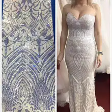 5 ярдов# ffwhite Роскошные вышивка сетка кружево ткань для платья распиловки/праздничное платье/occassion