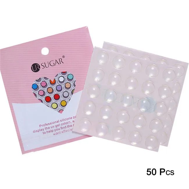 Ur Sugar прозрачный силиконовый клей-Пастер цветная кнопка наклейки для ногтей для УФ-гель-лака дисплей инструмент для дизайна ногтей - Цвет: 50pcs