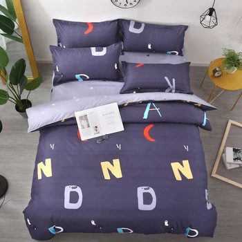 

Alphabetic Printing Home Textile 3/4pcs Bedding Set Bed Cover Bed Sheet Duvet Cover Pillowcase Bed Linen Bedclothes Queen