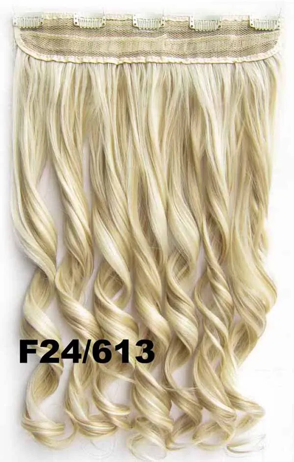 Girlshow, 5 клипов, синтетические волосы для наращивания, волнистые, женский парик, волосы шиньон-хвост, 87 цветов, 130 г, 60 см, 1 шт - Цвет: GS888 Color F24-613