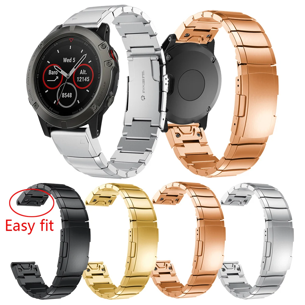 

26 22 20MM Wrist Strap for Garmin Fenix 5X 5 5S Plus 3 3 HR Forerunner 935 Bands Quick Release Steel Easy fit Wrist Band Strap