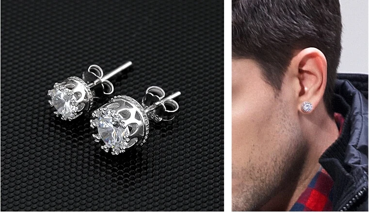 Crown Stud Earrings For Men Women Fashion Crystal Korea Style Silver Crown Stud Earrings For Men Women Fashion Crystal Korea Style Silver 925 Brinco Pedra Zirconia S Christmas Gifts E022 In From Jewelry