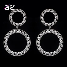 Be 8 Beautiful Round Shape with Clear Cubic Zirconia Dangle Earrings For Women Marquise Cut Craft AAA CZ Earrings Jewelry E-341 extremely attractive dangling earring blue green and clear oval cut stones of cubic zirconia big round dangle pendant earrings
