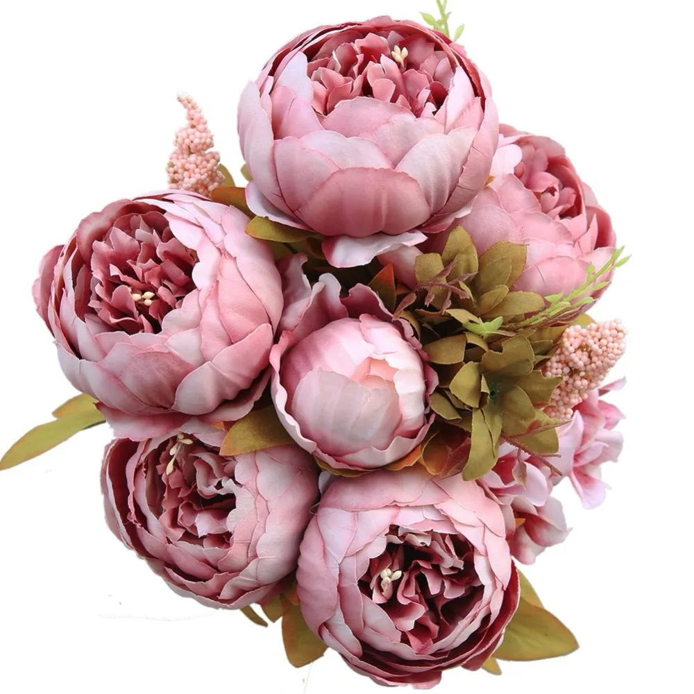 

Fake Flowers Vintage Artificial Peony Silk Flowers Wedding Home Decoration,Pack of 1 (champagne)