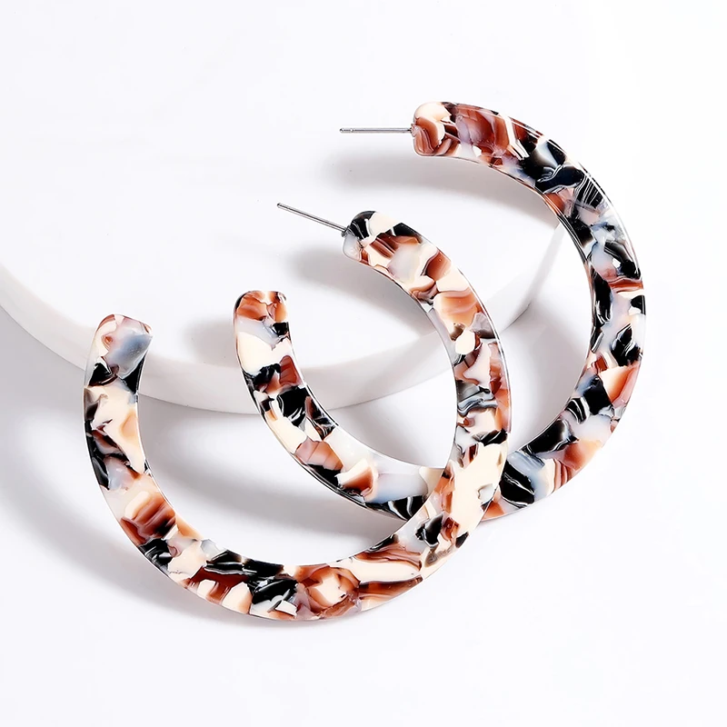 

Vintage Acrylic Acetate Hoop Earrings for Women Classic Round Big Circle Resin Statement Earrings Wedding Jewelry Brincos 2019