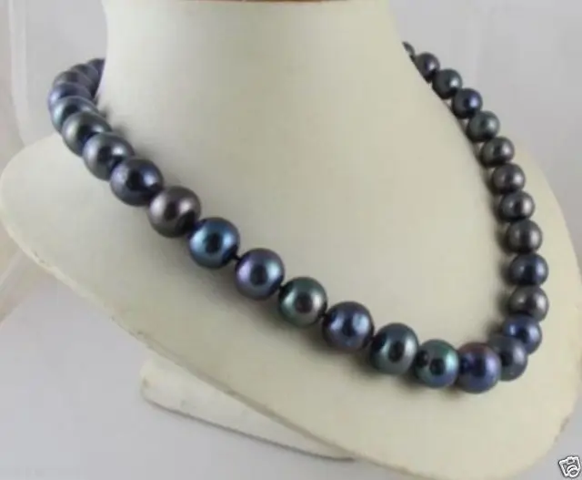 

FREE SHIPPING>>>@@ S@@@@@9--10MM BLACK TAHITIAN PEARL NECKLACE 18