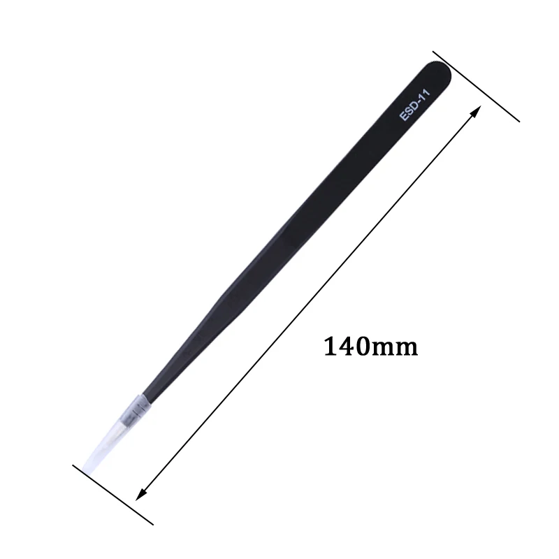 10pcs/lot ESD Safe Precision Tweezers Forceps Pinzette Stainless Steel Straight Tweezer for Electronic Repair Hand Tools ESD-11
